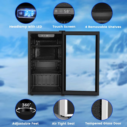 17.5-In W 130-Can Capacity Silver Freestanding Beverage Refrigerator with Glass Door