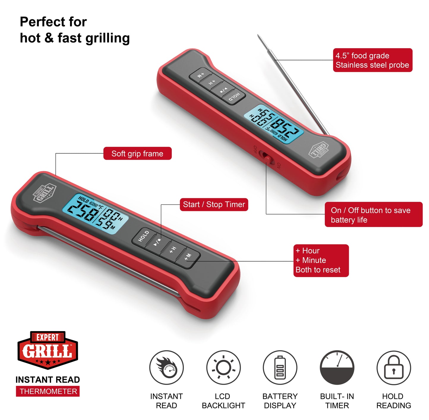 ABS Pocket Digital Instant Read Meat Grilling Thermometer